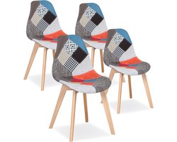 Kamyra® Design Kuipstoelen Set van 4 - Kuipstoel, Kuipzetel, Eetkamerstoel - Comfortabel & Stijlvol - Hout & Stof - Rood