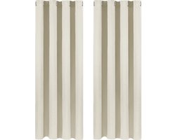Kamyra® Gordijnen - 2 stuks - 100% Polyester - Gordijnroede/Gordijn/Vitrage - Verduisterend & Thermisch - Crème - 135x175 cm