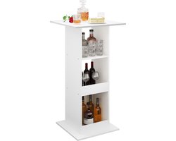 Kamyra® Hoge Bartafel - Voor in Keuken - Keukentafel/Bistrotafel/Bijzettafel - Hout - Wit 60x60x112 cm