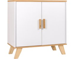 Kamyra® Houten Badkamermeubel - Badkamerkast, Wastafelmeubel, Onderkast Wastafel - 60x30x60 cm - MDF - Wit met Licht Eiken