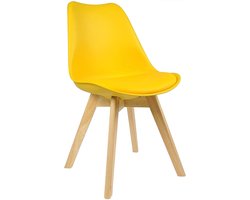 Kamyra® Houten Kuipstoel Ergonomisch - Eetkamerstoel, Kuipstoel, Stoel, Eetkamerstoelen - Beukenhout - Geel - 48x42x82 cm