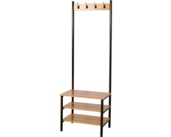 Kamyra® Kledingkast/Kapstok met Schoenenrek Hout - Halmeubel, Gangkast, Schoenenkast - Voor Garderobe & Woonkamer - MDF - 60x37.5x175.5 cm