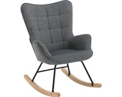 Kamyra® Luxe Volwassenen Schommelstoel - Flanellen Schommelbank - Voor Binnen - Donkergrijs, 55x80x95 cm