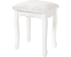 Kamyra® Make Up Kruk voor Kaptafel - Stoel, Krukje, Zitkruk - Stevig, Stijlvol - MDF/Kunststof - 37x29x48 - Wit