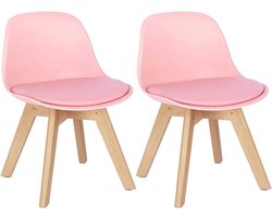 Kamyra® Set van 2 Elegante Kinderstoelen - Kinderzetel/Stoel voor Peuter, Kleuter en Schoolkind - Zithoogte 29 cm - Roze, 56 x 35 x 33,5 cm