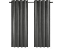 Kamyra® Set van 2 Gordijnen Verduisterend - met Plooiband & Isolerend - Gordijnroede, Gordijn - 140x245 cm - Fluweel - Grijs