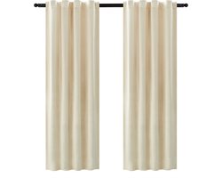 Kamyra® Set van 2 Gordijnen Verduisterend - met Plooiband & Isolerend - Gordijnroede, Gordijn - 140x270 cm - Fluweel - Beige