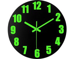 Kan werken als nachtlamp: Deze houten wandklok kan overdag lichtenergie absorberen en 's nachts licht geven. Hij geeft genoeg licht dat je kunt lezen zonder het licht aan te hoeven doen. Betrouwbaar uurwerk: Om vervelend getik te voorkomen, hebben we