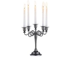 Kandelaar 5-armige metalen kandelaar meerarmige zwarte kandelaar vintage kandelaar puntige kaarsen kaarsenhouder voor huis bruiloft Kerstmis party decoratie