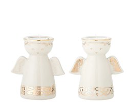 Kandelaar aardewerk wit Faella - set van 2