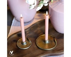 Kandelaar Alsina | Aged Brass | Set van 2 | Ø11 x H2 cm en Ø15 x H3 cm