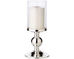 Kandelaar bamboe, edel verzilverd, aanslagbestendig, met glas, hoogte 28,5 cm, diameter 11 cm, inclusief glazen opzetstuk, perfect voor Cornelius kaarsen