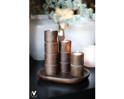 Kandelaar Broomfield | Large | Walnut | Ø8 x H20 cm