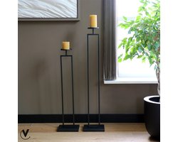 Kandelaar Concordia | Mat Zwart | L20 x B15 x H100 cm