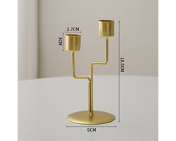Kandelaar en kaarsenhouder set (2 koppen) - Goudkleurig, boomtakvormig