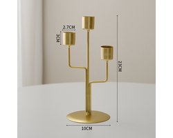 Kandelaar en kaarsenhouder set (3 koppen) - Goudkleurig, boomtakvormig