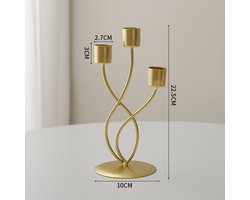 Kandelaar en kaarsenhouder set (3 koppen) - Goudkleurig gebogen