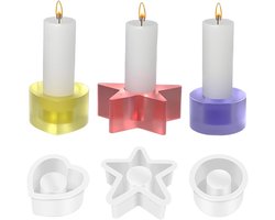 Kandelaar gietvormen set van 3, siliconen kaarshouders voor DIY kerstdecoratie en handwerk projecten