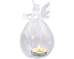 Kandelaar Glas - Theelichthouder Houder - Sfeerverlichting Creëren - Handgemaakt Hittebestendig - 7.5 x 11.5 cm - Helder