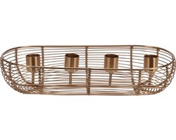 Kandelaar - goudkleur - kaarsenhouder - kaars - geschikt voor 4 kaarsen - Breedte 12 cm lengte 28 cm