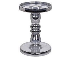 Kandelaar grijs luster effect decoratief kaarshouder karton.