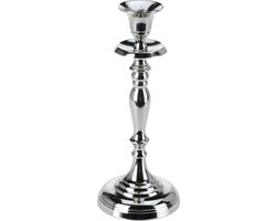 Kandelaar Houder - Kaarsen Standaard - Feestelijke Decoratie - Nikkel Plated - 24.5 cm Hoog - Zilverkleurig