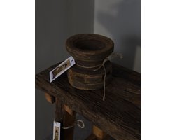 Kandelaar - Houten kaarsenhouder - Oude houten poer - Theelichthouder - Hout- Kaars - Landelijk