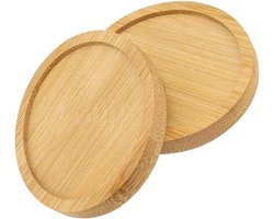 Kandelaar - Houten Kaarshouder Set van 2 - Bamboe Onderzetter - Decoratie voor Bruiloft en Feestdagen - Diameter 9 cm