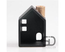 Kandelaar Huisje 11x8x16cm zwart