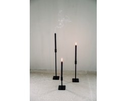 Kandelaar / kaarsen houder Leeff zwart aluminium. Set van 3 stuks