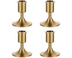 Kandelaar kaarsenhouder gouden staafkaarsen - set van 4 kaarsen standaard decoratie Kerstmis metaal voor puntige kaarsen ijzer vintage retro voor bruiloft Thanksgiving Advent tafeldecoratie