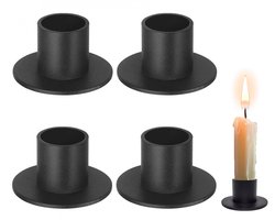 kandelaar- Kaarsenstandaard- kandelaar zwart- kandelaars- Kaarshouder - Kaarsenonderzetter- 4 stuks - Kaarsenhouders -kaarsenhouder -Theelichthouder - Kaarsen plank- Woonaccessoires - Voor feest bruiloft Valentijnsdag decoratie- ijzer - Zwart