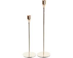 KANDELAAR | KAARSENSTANDAARD | LANTAARN | WINDLICHT | WAXINELICHTHOUDER | THEELICHTHOUDER | METAAL | SET 2ST. | ROSE GOUD | 8x8x24/32CM.