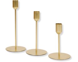 Kandelaar - Kaarshouders 3 Stuks - Kandelaar Goud - Dinerkaarshouder - Kandelaars Ijzer -Set van 3 stuks Goud