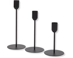 Kandelaar - Kaarshouders 3 Stuks - Kandelaar Zwart - Dinerkaarshouder - Kandelaars Ijzer -Set van 3 stuks Zwart