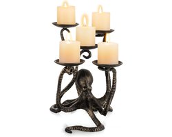 Kandelaar kandelaar Octopus voor 5 theelichthouders stompkaarsenhouders, kaarsenhouder Gothic decoratieve figuur tafel centerpiece voor Halloween open haard badkamer decor