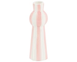 Kandelaar keramiek stripes roze
