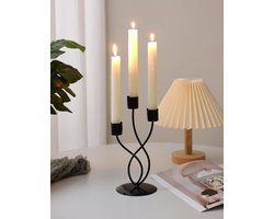 Kandelaar met 3 armen, zwarte metalen kandelaar, decoratieve kaarsenhouder voor Kerstmis, Halloween, bruiloften en gezellige verjaardagsdiners (kaarsen niet inbegrepen).