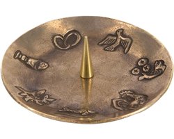 Kandelaar met Symbolen - Kaarsenhouder Brons - Religieuze Ceremonies - Zeven Christelijke Symbolen - 14 cm Diameter - Brons