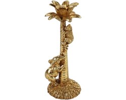 Kandelaar palmboom aap olifant beeld kaarshouder standaard goud woonaccessoires woondecoratie interieur decoratie accessoires