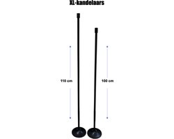Kandelaar - Set 2 stuks XL kandelaars zwart - 110cm en 100cm - vloerkandelaar - kaarsenstandaard - kaarsenhouder groot - dinerkaarskandelaar