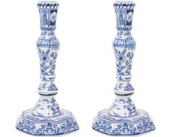 Kandelaar set van 2 - 23 cm - Delfts blauw - &Klevering - Rijksmuseum collectie - kaarsenhouder - Holland souvenir - oma cadeau