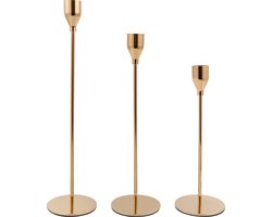 Kandelaar Set van 3 Verschillende maten Woonaccessoires goud