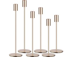 Kandelaar Set van 6 - Kaarsenhouder - Kaarsenstandaard - 23, 28, 33 cm - Decoratieve accessoires - Metaal - Goud - voor bruiloft, woonkamer decoratie, Diner Bij Kaarslicht