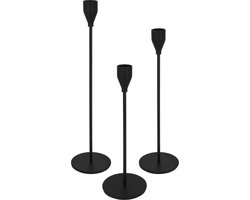 Kandelaar Set - Zwart - 3 Stuks - Verschillende maten Woonaccessoires - Kaarsenhouder - decoratie