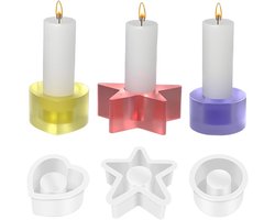 Kandelaar siliconen gietvormen set van 3 voor DIY kerstdecoratie en handwerk, perfect voor unieke kaarshouders en sfeervolle verlichting