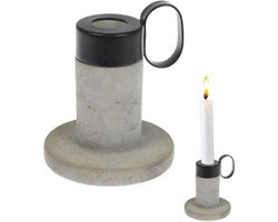 Kandelaar - Steen Beton - Robuuste Stevige Industriële Kaarshouder - 8 x 9 cm