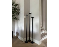Kandelaar Stompkaars - Set 3 stuks XL kandelaars zwart - 120cm 110cm en 100cm - vloerkandelaar - kaarsenstandaard - kaarsenhouder groot - stompkaarskandelaar