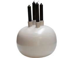 Kandelaar Valdes | Beige - Ivory | Ø25 x H24 cm