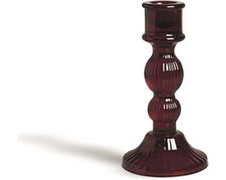 Kandelaar van glas - Kaarshouder - Sfeerverlichting creëren - Gepresent glas - 8 x 15 cm - Rood